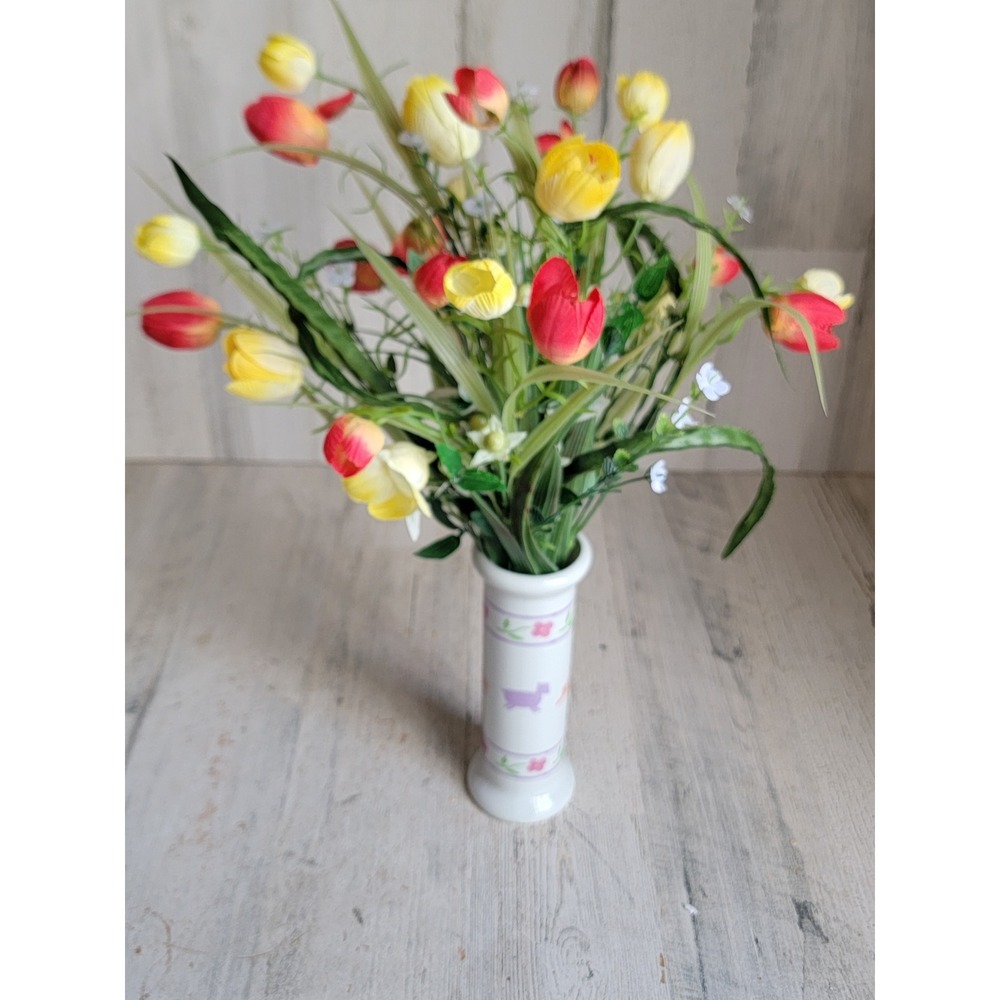 FTDA‎ japan vase Easter faux tulip rabbit vintage flower home decor